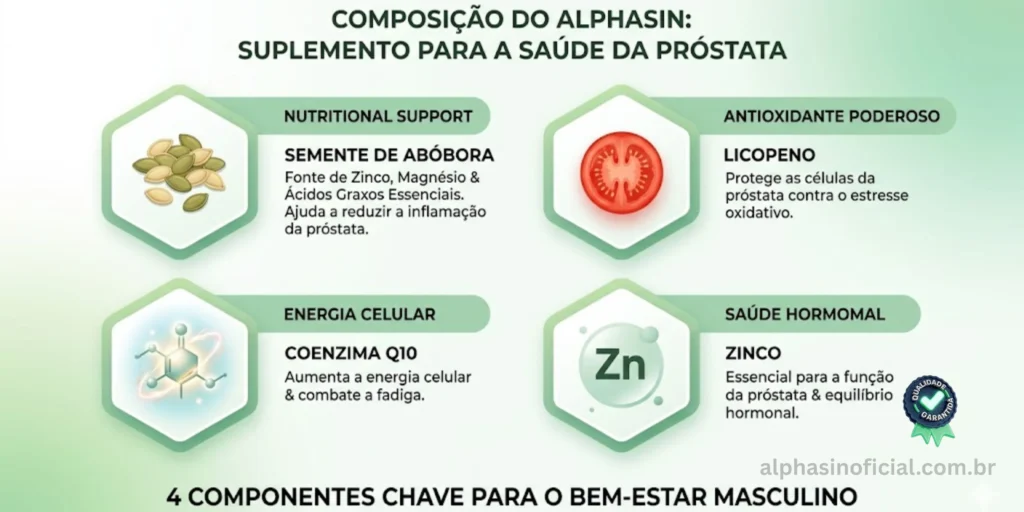 Uma visualização limpa e técnica dos 4 pilares da fórmula