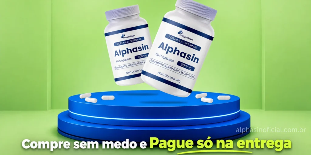 Alphasin funciona mesmo? Foto do frasco original do suplemento.